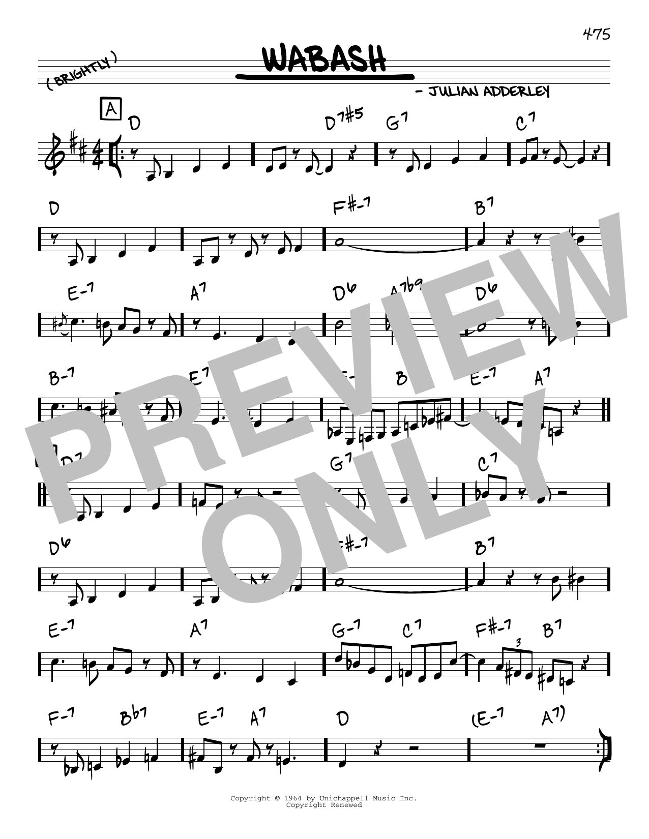 Download Cannonball Adderley Wabash sheet music and printable PDF score & Jazz music notes