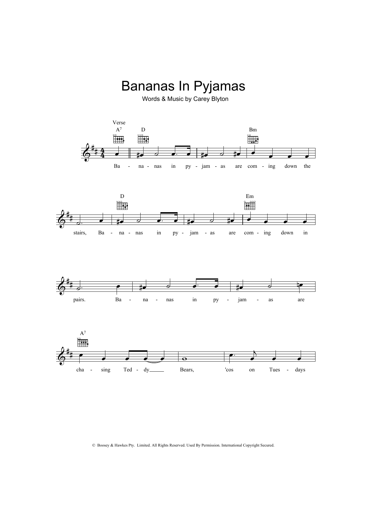 carey-blyton-bananas-in-pyjamas-sheet-music-download-printable
