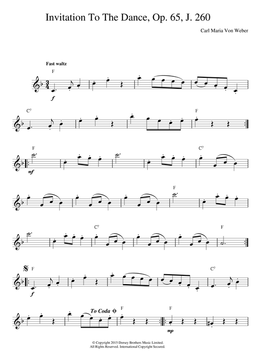 Download Carl Maria von Weber Invitation To The Dance sheet music and printable PDF score & Classical music notes