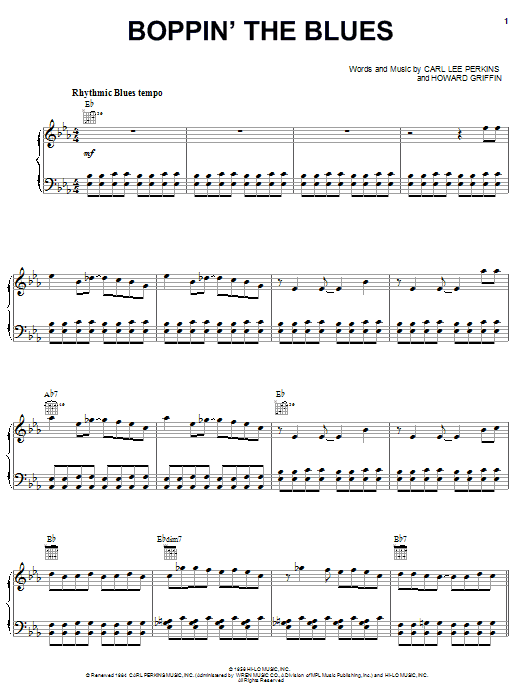 Download Carl Perkins Boppin' The Blues sheet music and printable PDF score & Pop music notes