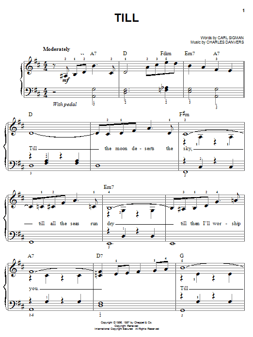Download Carl Sigman Till sheet music and printable PDF score & Pop music notes