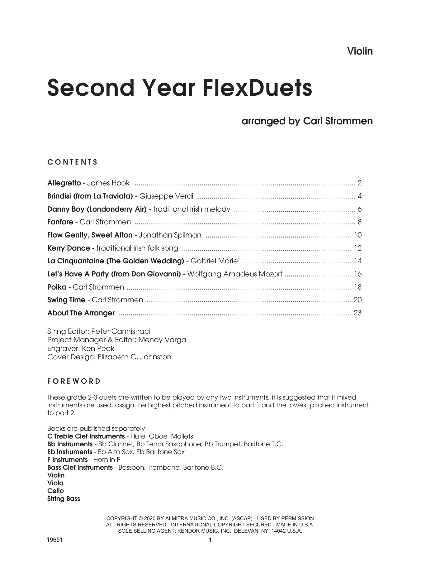 Download Carl Strommen Second Year FlexDuets - Violin sheet music and printable PDF score & Classical music notes