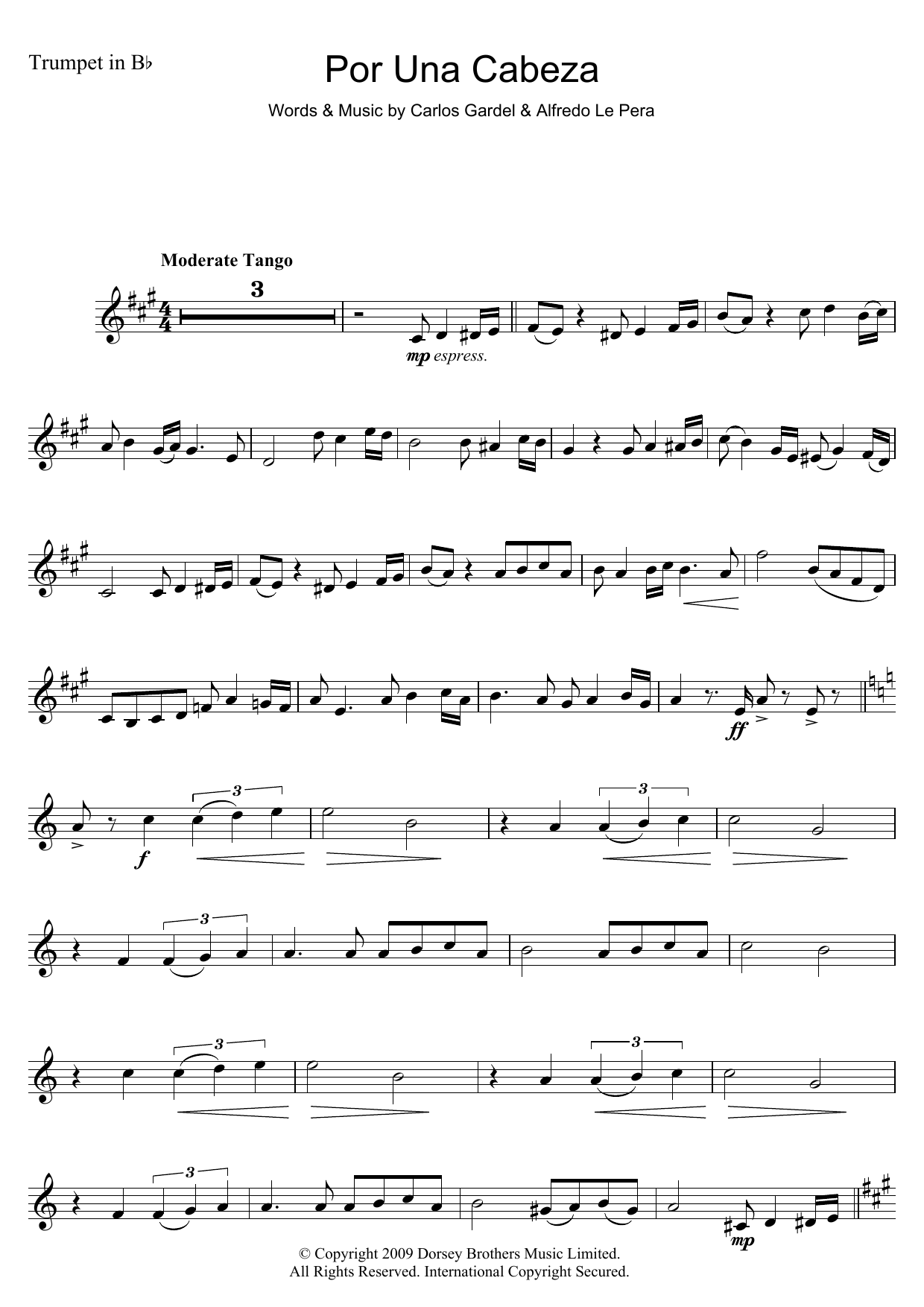 Download Carlos Gardel Por Una Cabeza sheet music and printable PDF score & Latin music notes