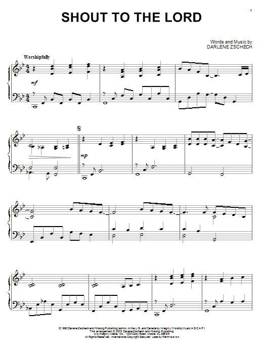 Preview Carman Shout To The Lord Religious sheet music, notes and chords for Piano, SKU: 24739 Download Carman Shout To The Lord sheet music and printable PDF score & Religious music notes
