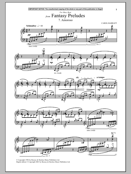 Preview Carol Barratt Fantasy Preludes, 7. Amoroso Classical sheet music, notes and chords for Piano, SKU: 89621 sheet music, piano notes, chords, guitar tabs, score, transpose, transcribe, how to play, guide, download, learn, tutorial, progression, song, artist, awards, billboard, mtv, vh1, tour, single, album, release