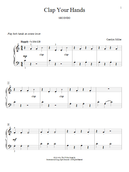 Carolyn Miller Clap Your Hands Sheet Music Download Printable Classical Pdf Piano Duet Score Sku