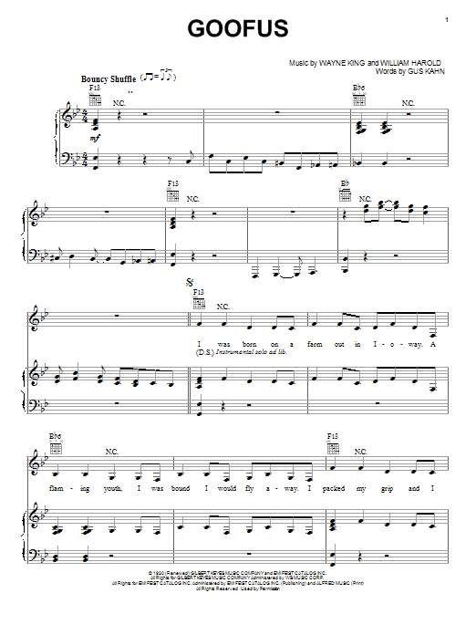 Download Carpenters Goofus sheet music and printable PDF score & Pop music notes