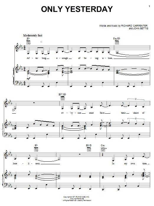 Preview Carpenters Only Yesterday Pop sheet music, notes and chords for Piano (Big Notes), SKU: 58471 sheet music, piano notes, chords, guitar tabs, score, transpose, transcribe, how to play, guide, download, learn, tutorial, progression, song, artist, awards, billboard, mtv, vh1, tour, single, album, release