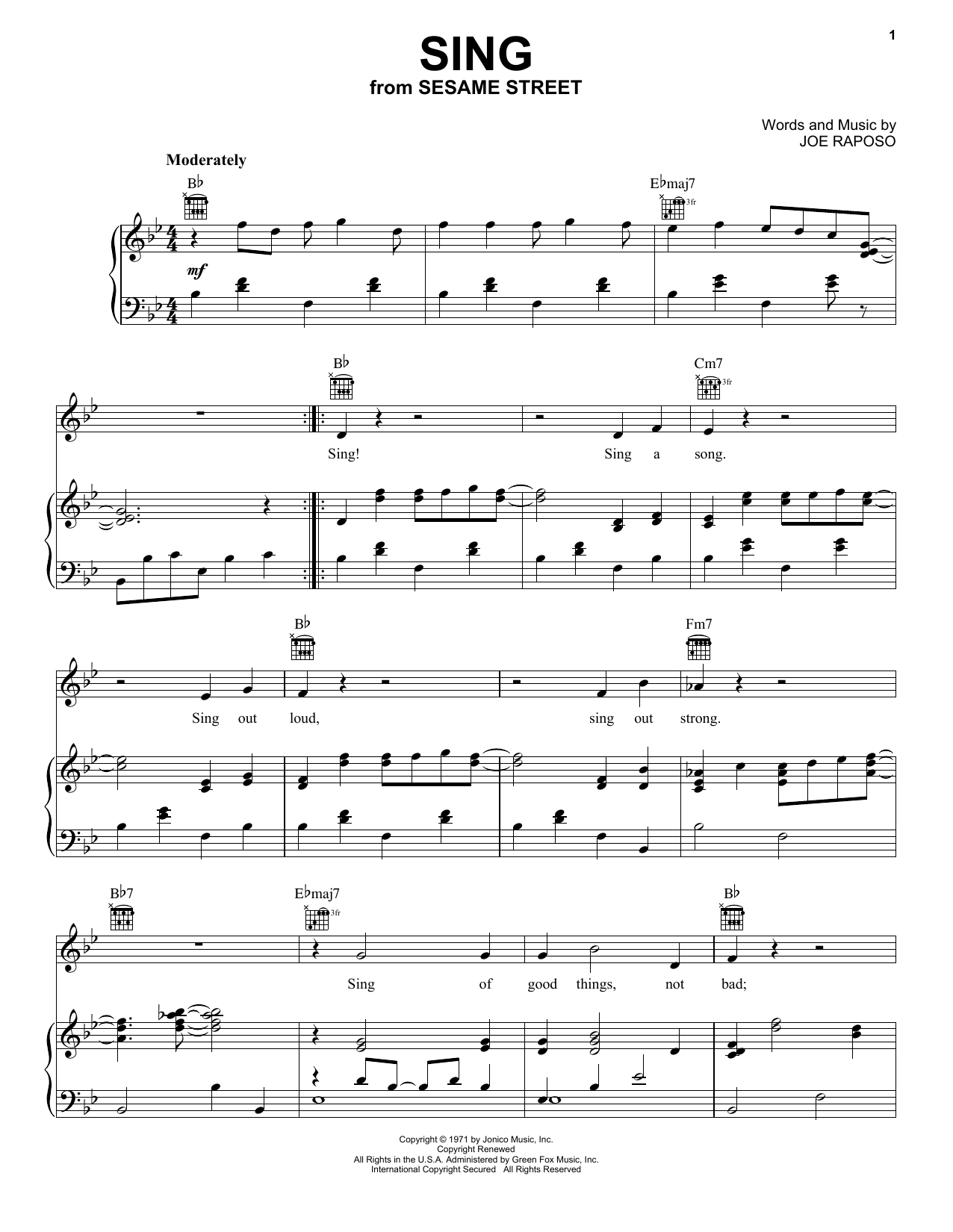 Download Carpenters Sing sheet music and printable PDF score & Pop music notes