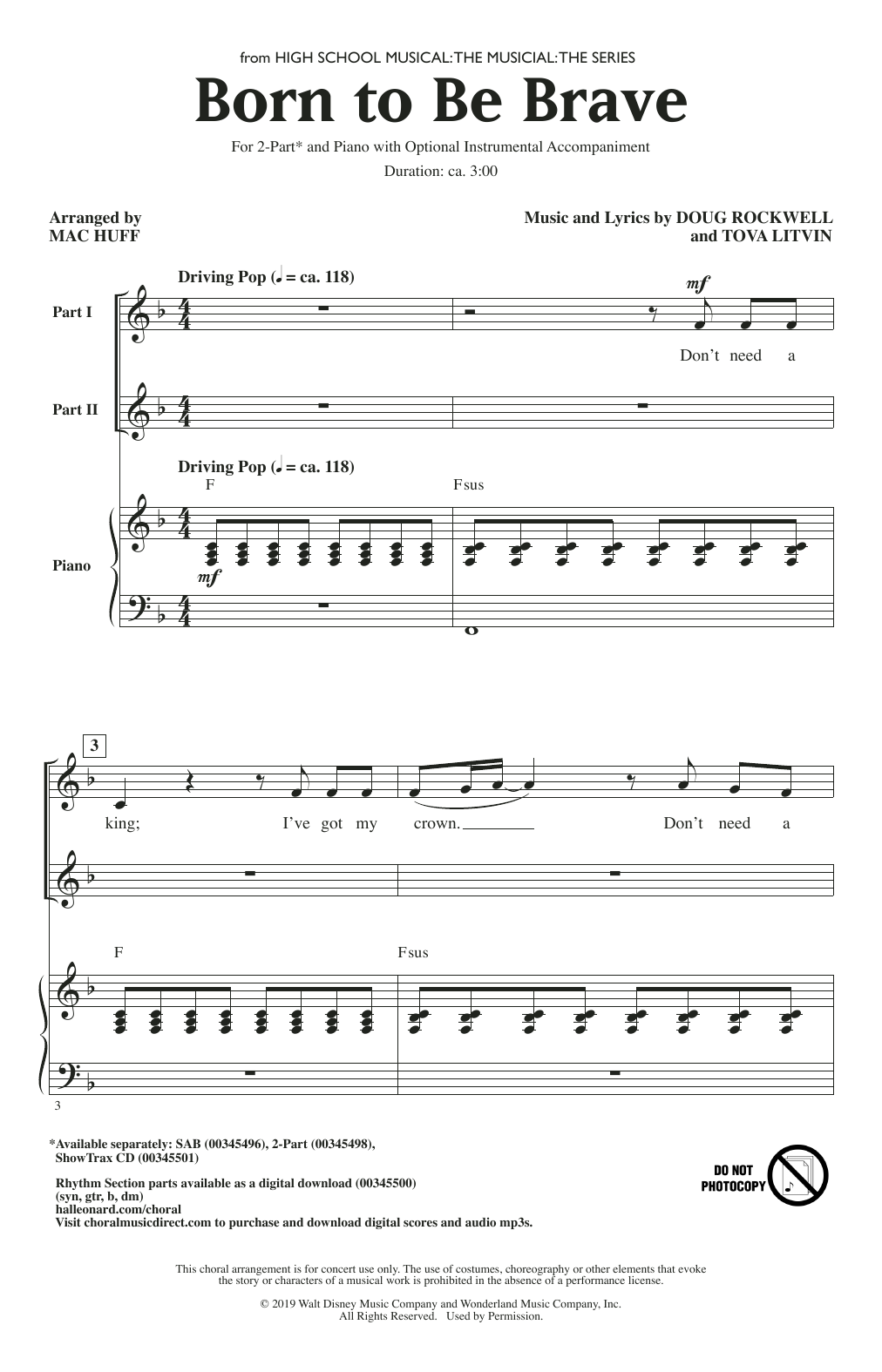 Cast of High School Musical: The Musical: The Series Born To Be Brave (from High School Musical: The Musical: The Series) (arr. Mac Huff) Sheet Music & Chords for SAB Choir - Download or Print PDF