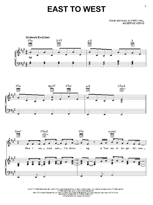 Preview Casting Crowns East To West Pop sheet music, notes and chords for Easy Piano, SKU: 62681 Download Casting Crowns East To West sheet music and printable PDF score & Pop music notes