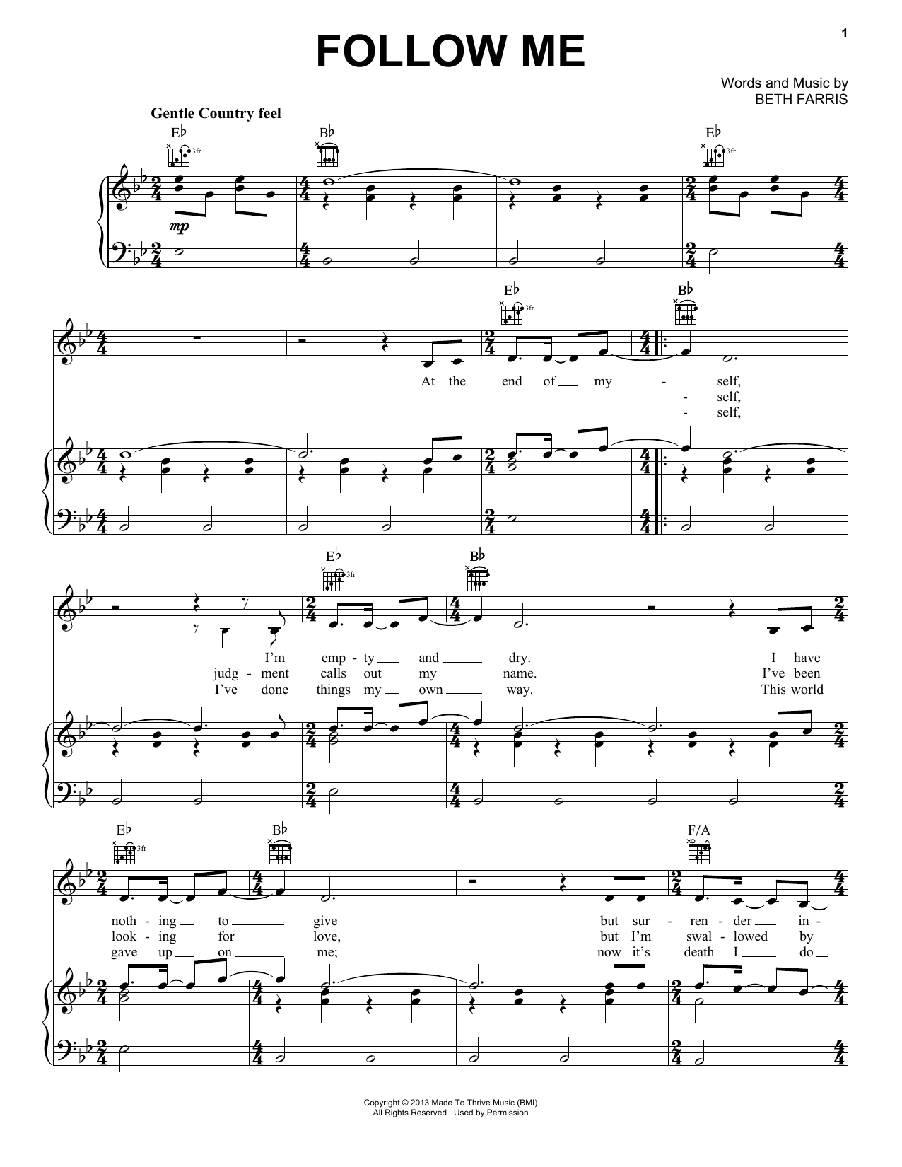 Download Casting Crowns Follow Me sheet music and printable PDF score & Christian music notes