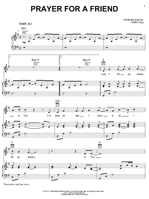 Preview Casting Crowns Prayer For A Friend Pop sheet music, notes and chords for Easy Piano, SKU: 62682 sheet music, piano notes, chords, guitar tabs, score, transpose, transcribe, how to play, guide, download, learn, tutorial, progression, song, artist, awards, billboard, mtv, vh1, tour, single, album, release