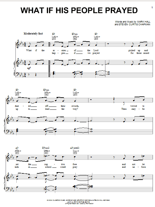 Preview Casting Crowns What If His People Prayed Pop sheet music, notes and chords for Piano, Vocal & Guitar (Right-Hand Melody), SKU: 28548 Download Casting Crowns What If His People Prayed sheet music and printable PDF score & Pop music notes