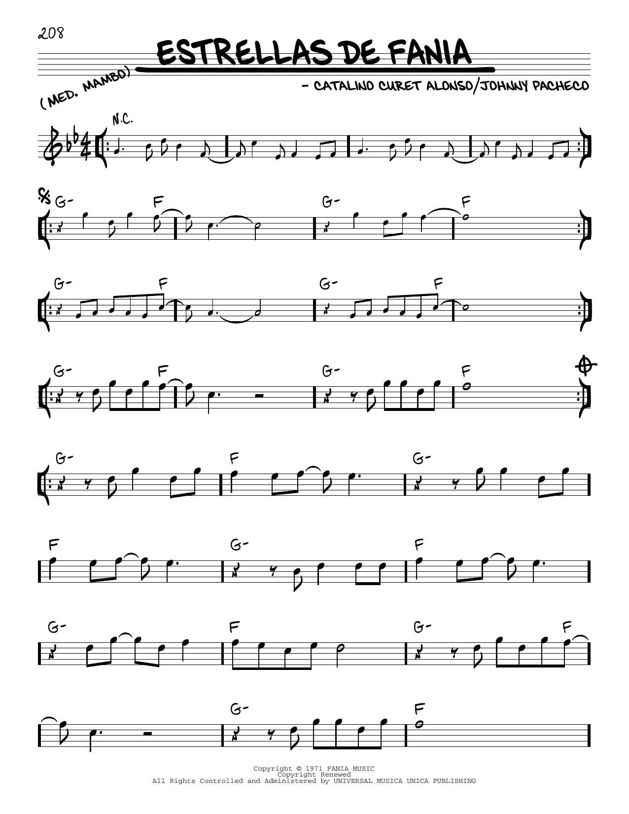 Download Catalino Curet Alonso Estrellas De Fania sheet music and printable PDF score & Latin music notes