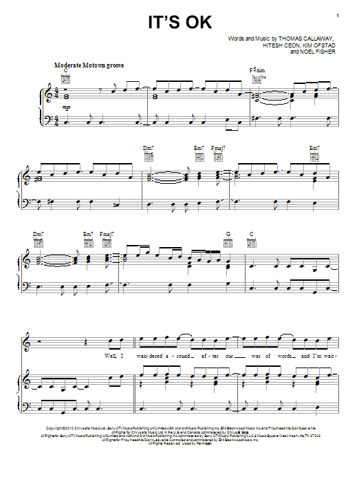 Download Cee Lo Green It's OK sheet music and printable PDF score & Pop music notes