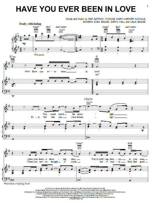 Preview Celine Dion Have You Ever Been In Love Pop sheet music, notes and chords for Piano, Vocal & Guitar (Right-Hand Melody), SKU: 31703 Download Celine Dion Have You Ever Been In Love sheet music and printable PDF score & Pop music notes