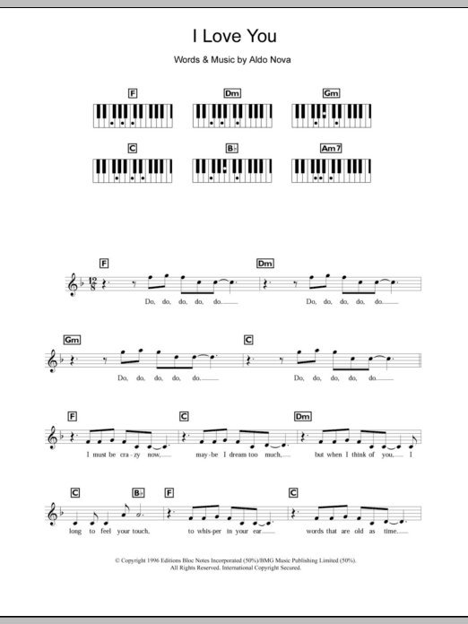 Download Celine Dion I Love You sheet music and printable PDF score & Pop music notes