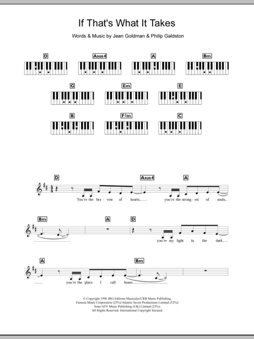 Download Celine Dion If That's What It Takes sheet music and printable PDF score & Pop music notes