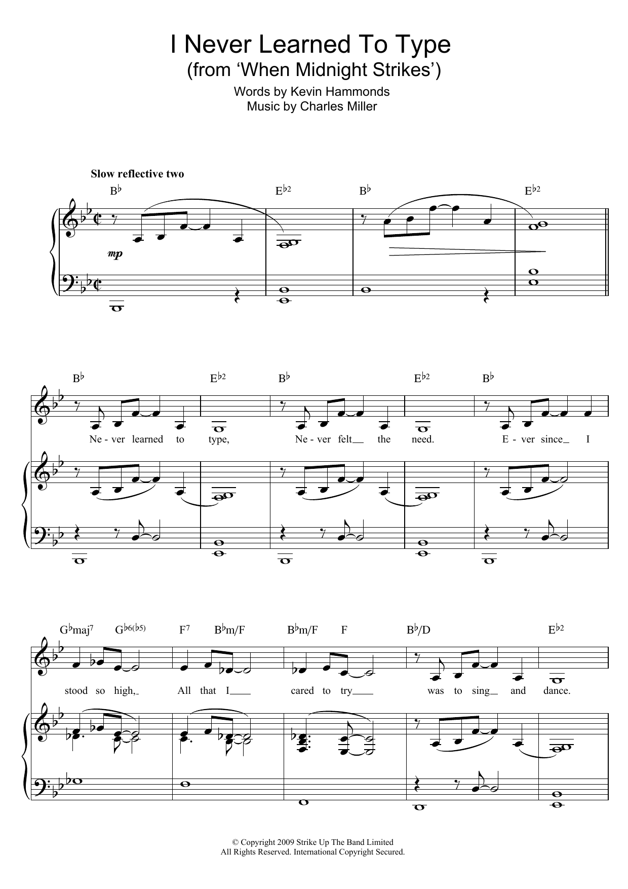 Charles Miller & Kevin Hammonds I Never Learned To Type (from When Midnight Strikes) Sheet Music & Chords for Piano & Vocal - Download or Print PDF