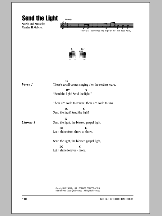 Preview Charles H. Gabriel Send The Light Religious sheet music, notes and chords for Lyrics & Piano Chords, SKU: 161316 sheet music, piano notes, chords, guitar tabs, score, transpose, transcribe, how to play, guide, download, learn, tutorial, progression, song, artist, awards, billboard, mtv, vh1, tour, single, album, release
