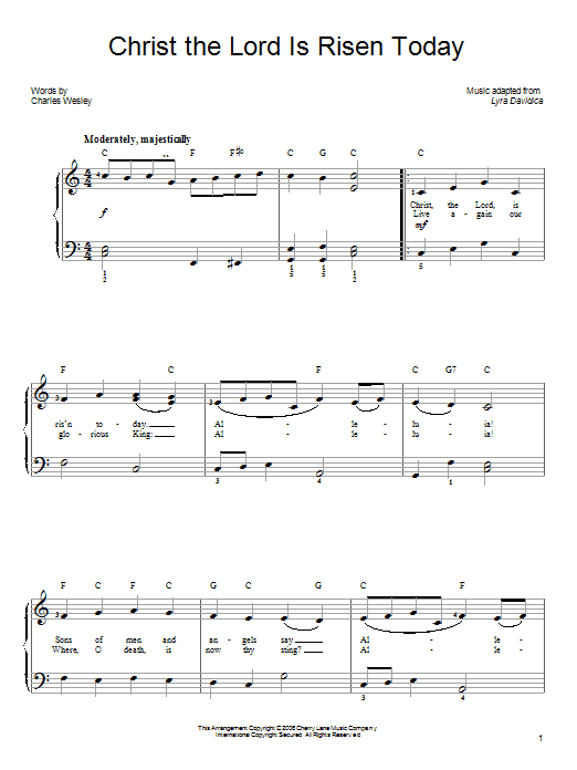 Preview Charles Wesley Christ The Lord Is Risen Today Hymn sheet music, notes and chords for Piano, Vocal & Guitar (Right-Hand Melody), SKU: 59026 sheet music, piano notes, chords, guitar tabs, score, transpose, transcribe, how to play, guide, download, learn, tutorial, progression, song, artist, awards, billboard, mtv, vh1, tour, single, album, release