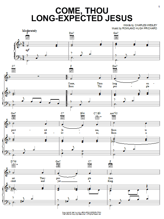 Preview Charles Wesley Come, Thou Long-Expected Jesus Religious sheet music, notes and chords for Piano (Big Notes), SKU: 51711 sheet music, piano notes, chords, guitar tabs, score, transpose, transcribe, how to play, guide, download, learn, tutorial, progression, song, artist, awards, billboard, mtv, vh1, tour, single, album, release
