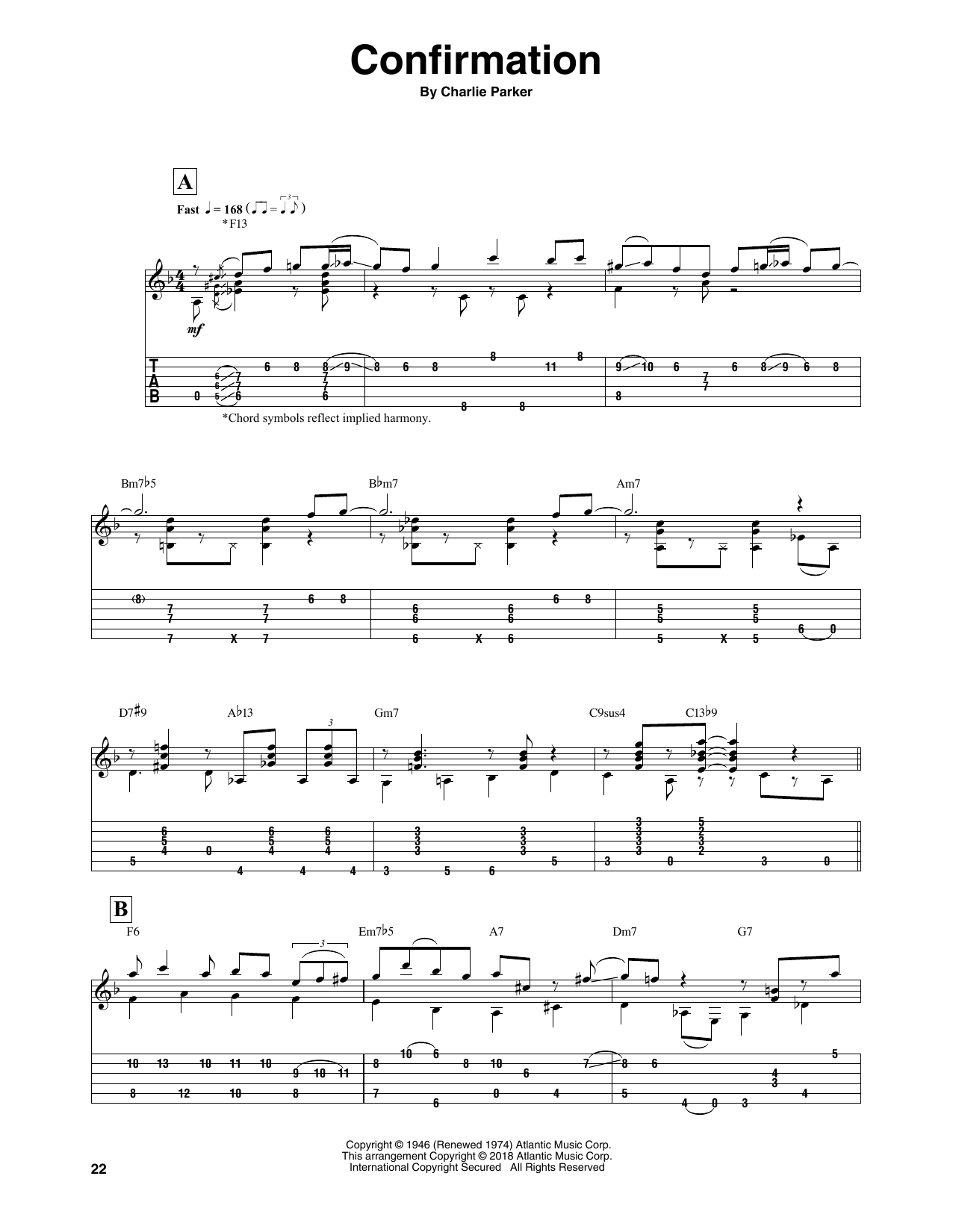 Preview Charlie Parker Confirmation Jazz sheet music, notes and chords for Guitar Tab, SKU: 255101 sheet music, piano notes, chords, guitar tabs, score, transpose, transcribe, how to play, guide, download, learn, tutorial, progression, song, artist, awards, billboard, mtv, vh1, tour, single, album, release