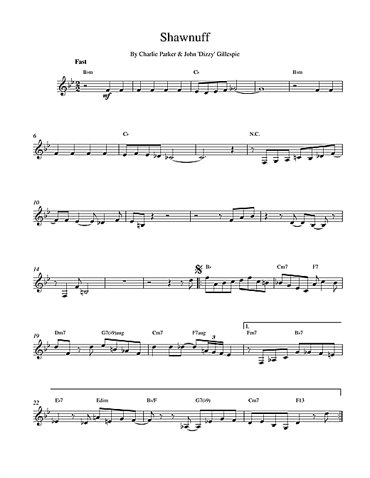 Download Charlie Parker Shawnuff sheet music and printable PDF score & Jazz music notes