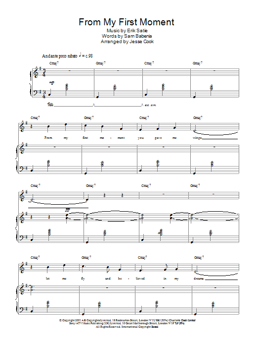 Preview Charlotte Church From My First Moment Post-1900 sheet music, notes and chords for Piano, Vocal & Guitar, SKU: 21678 Download Charlotte Church From My First Moment sheet music and printable PDF score & Post-1900 music notes