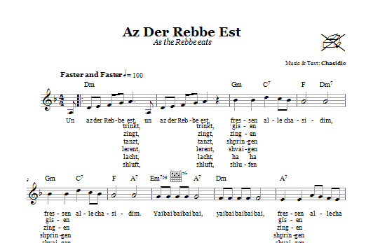 Download Chasidic Az Der Rebbe Est (As The Rebbe Eats) sheet music and printable PDF score & Religious music notes