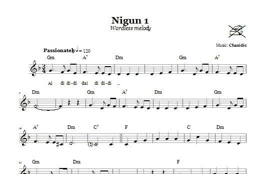 Preview Chasidic Nigun 1 (Wordless Melody) Religious sheet music, notes and chords for Melody Line, Lyrics & Chords, SKU: 66630 Download Chasidic Nigun 1 (Wordless Melody) sheet music and printable PDF score & Religious music notes