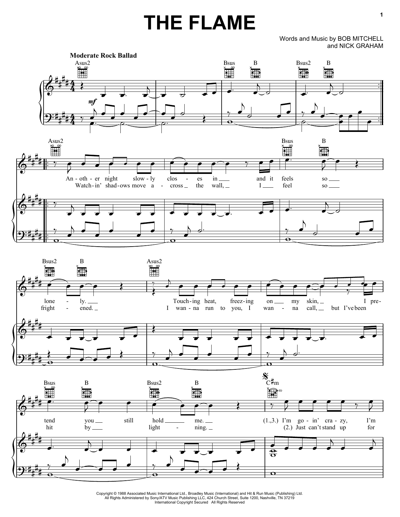 Download Cheap Trick The Flame sheet music and printable PDF score & Rock music notes