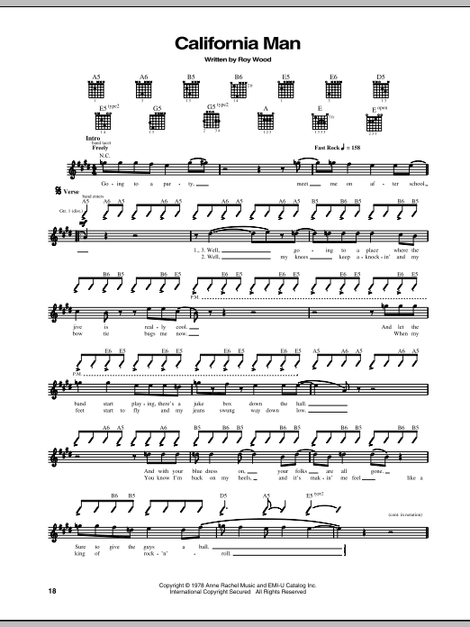 Preview Cheap Trick California Man Rock sheet music, notes and chords for Guitar Tab, SKU: 69284 Download Cheap Trick California Man sheet music and printable PDF score & Rock music notes