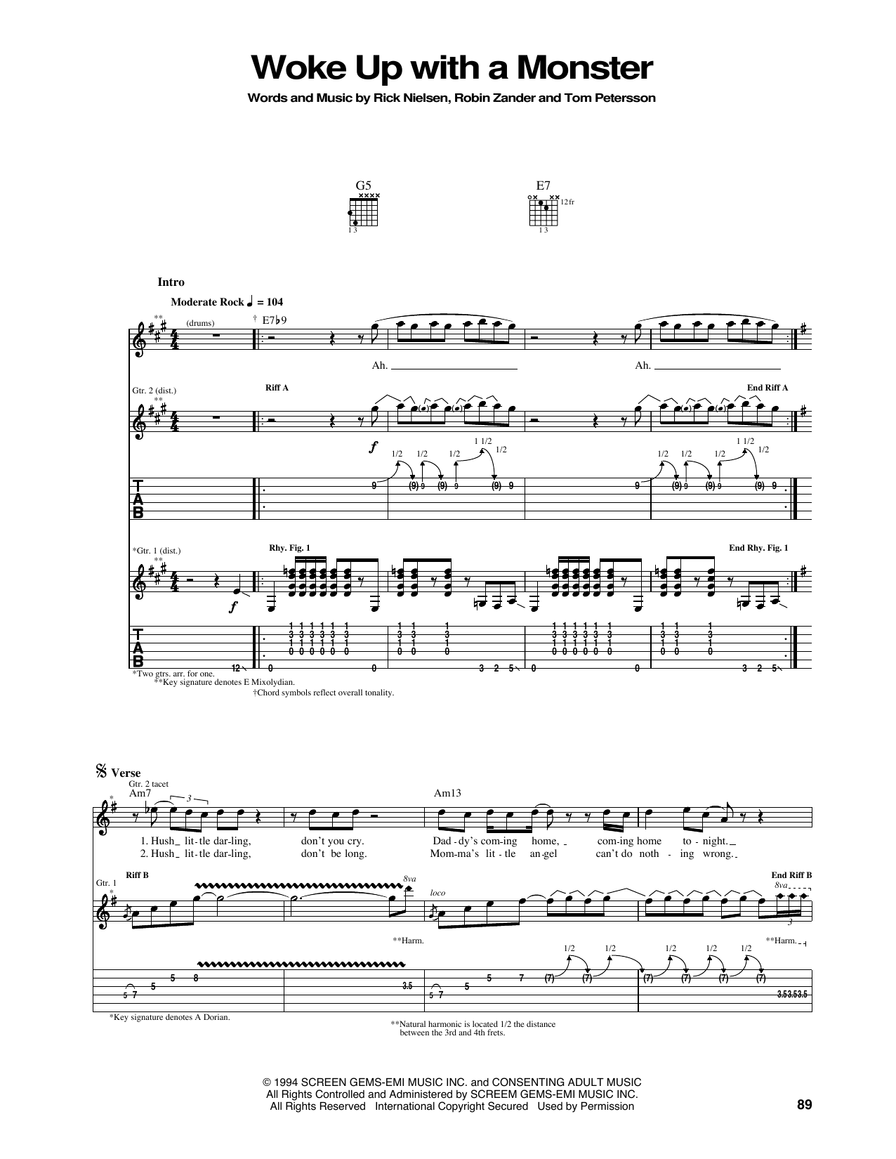 Preview Cheap Trick Woke Up With A Monster Rock sheet music, notes and chords for Guitar Tab, SKU: 160610 sheet music, piano notes, chords, guitar tabs, score, transpose, transcribe, how to play, guide, download, learn, tutorial, progression, song, artist, awards, billboard, mtv, vh1, tour, single, album, release