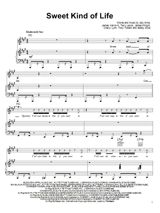 Preview Cheryl Lynn Sweet Kind Of Life (from Shark Tale) Pop sheet music, notes and chords for Piano, Vocal & Guitar (Right-Hand Melody), SKU: 51440 sheet music, piano notes, chords, guitar tabs, score, transpose, transcribe, how to play, guide, download, learn, tutorial, progression, song, artist, awards, billboard, mtv, vh1, tour, single, album, release