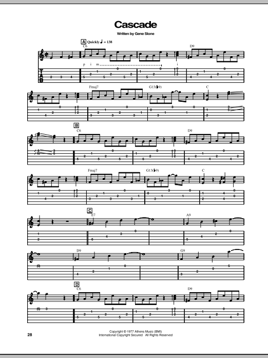 Preview Chet Atkins Cascade Pop sheet music, notes and chords for Guitar Tab, SKU: 69315 Download Chet Atkins Cascade sheet music and printable PDF score & Pop music notes