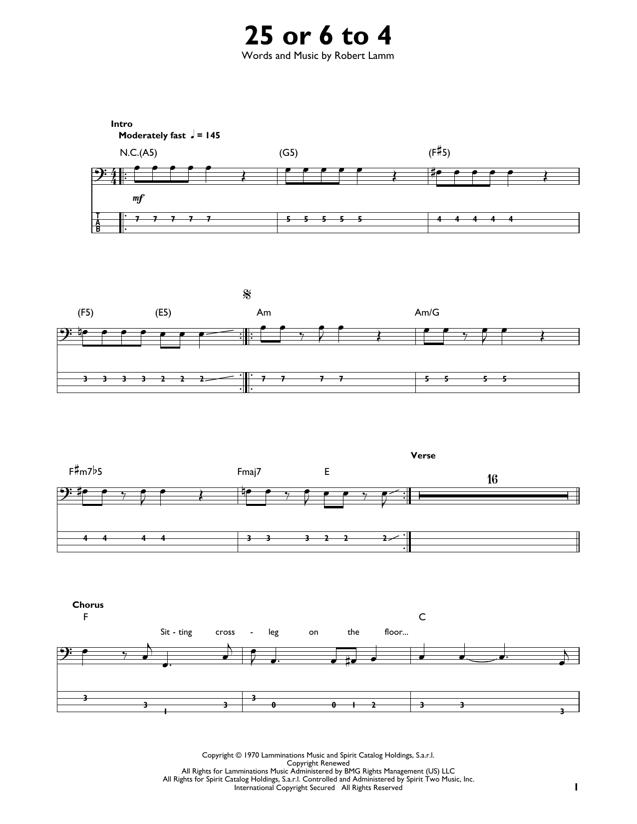 Download Chicago 25 Or 6 To 4 sheet music and printable PDF score & Rock music notes