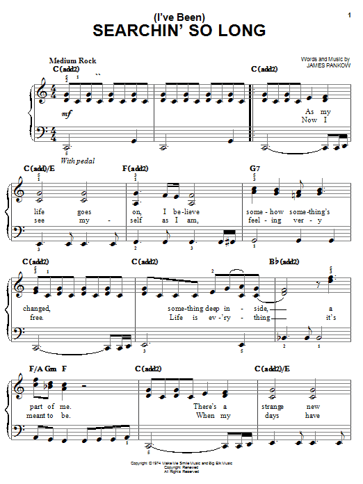 Download Chicago (I've Been) Searchin' So Long sheet music and printable PDF score & Pop music notes