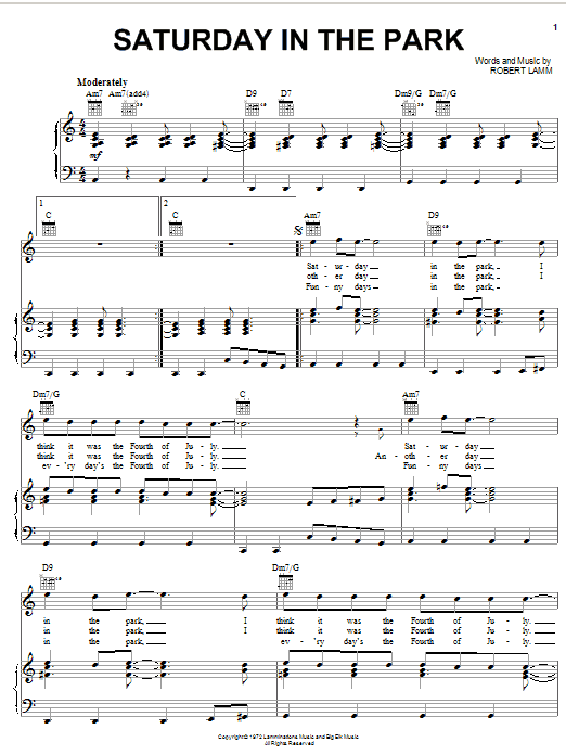 Chicago Saturday In The Park Sheet Music Download Printable Jazz Pdf Score How To Play On Real Book Melody Lyrics Chords Sku 4816