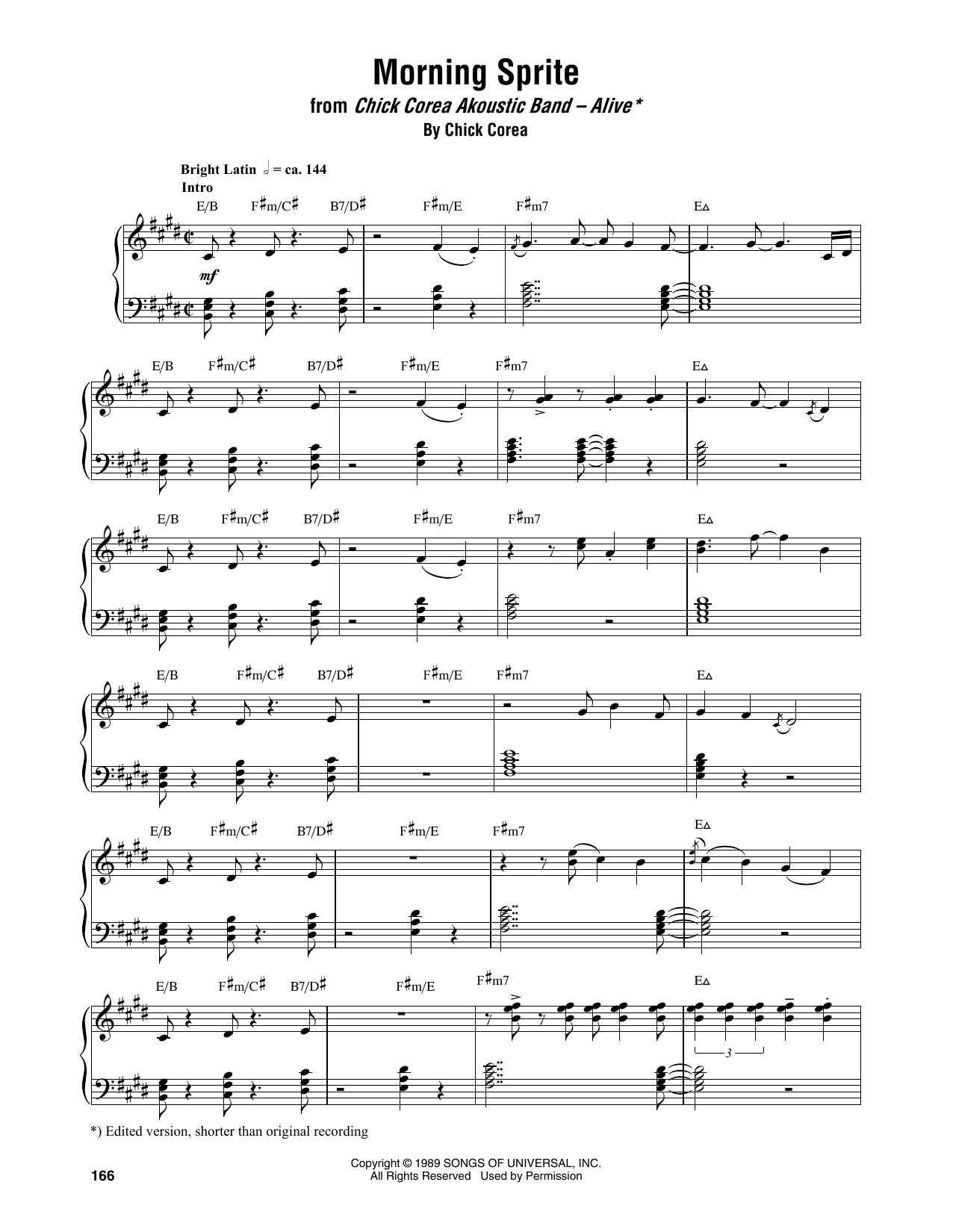 Chick Corea Morning Sprite Sheet Music & Chords for Piano Transcription - Download or Print PDF