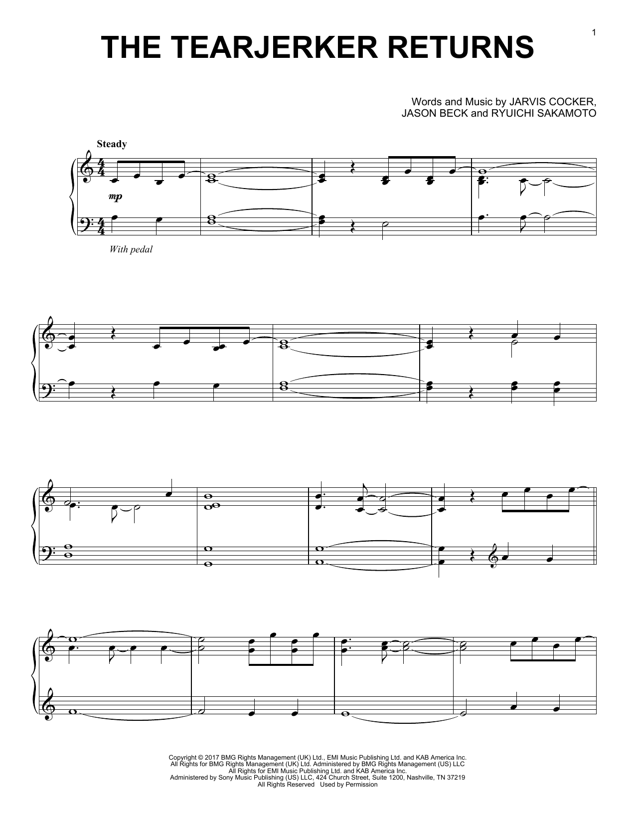 Chilly Gonzales & Jarvis Cocker The Tearjerker Returns Sheet Music & Chords for Easy Piano - Download or Print PDF