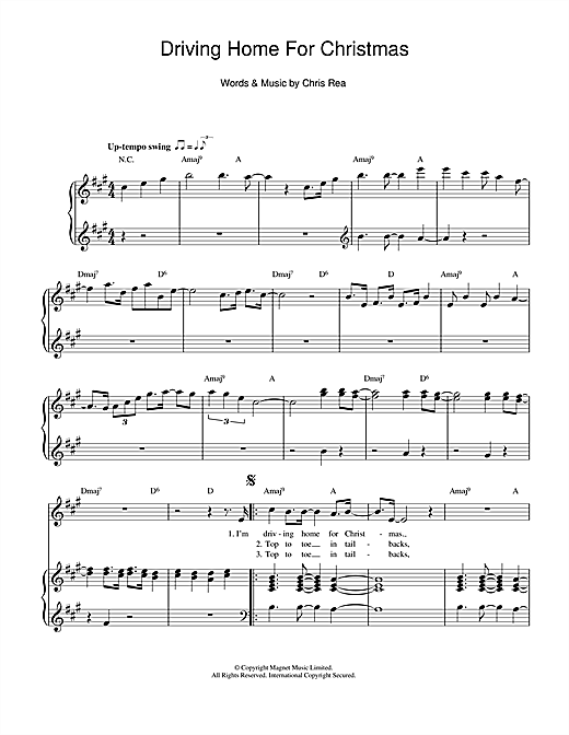 Chris Rea Driving Home For Christmas Sheet Music Download Printable Christmas Pdf Guitar Chords Lyrics Score Sku 125381
