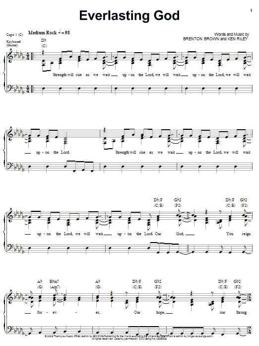 Preview Chris Tomlin Everlasting God Pop sheet music, notes and chords for Easy Piano, SKU: 58501 Download Chris Tomlin Everlasting God sheet music and printable PDF score & Pop music notes