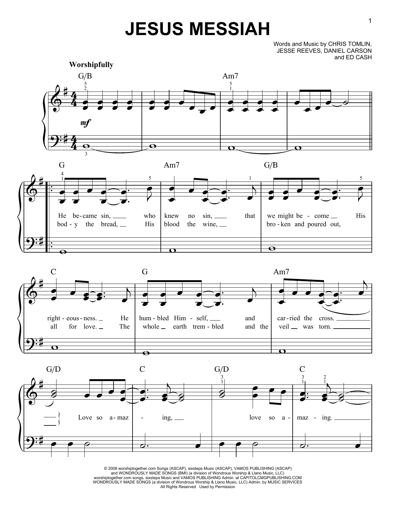 Preview Chris Tomlin Jesus Messiah Pop sheet music, notes and chords for Piano, SKU: 76330 Download Chris Tomlin Jesus Messiah sheet music and printable PDF score & Pop music notes