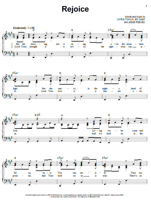 Preview Chris Tomlin Rejoice Pop sheet music, notes and chords for Easy Guitar Tab, SKU: 58575 sheet music, piano notes, chords, guitar tabs, score, transpose, transcribe, how to play, guide, download, learn, tutorial, progression, song, artist, awards, billboard, mtv, vh1, tour, single, album, release