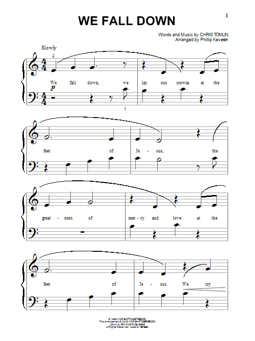 Preview Chris Tomlin We Fall Down Pop sheet music, notes and chords for Piano, SKU: 63843 sheet music, piano notes, chords, guitar tabs, score, transpose, transcribe, how to play, guide, download, learn, tutorial, progression, song, artist, awards, billboard, mtv, vh1, tour, single, album, release