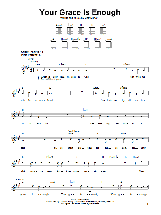 Preview Chris Tomlin Your Grace Is Enough Religious sheet music, notes and chords for Piano, SKU: 154426 sheet music, piano notes, chords, guitar tabs, score, transpose, transcribe, how to play, guide, download, learn, tutorial, progression, song, artist, awards, billboard, mtv, vh1, tour, single, album, release