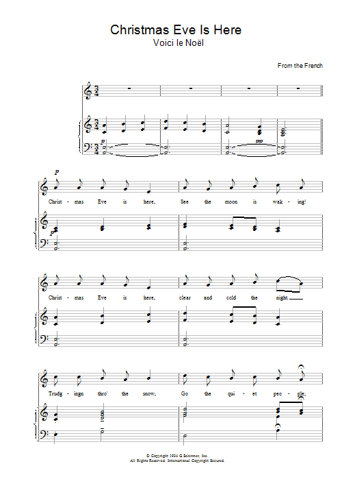 Download Christmas Carol Christmas Eve Is Here sheet music and printable PDF score & Christmas music notes