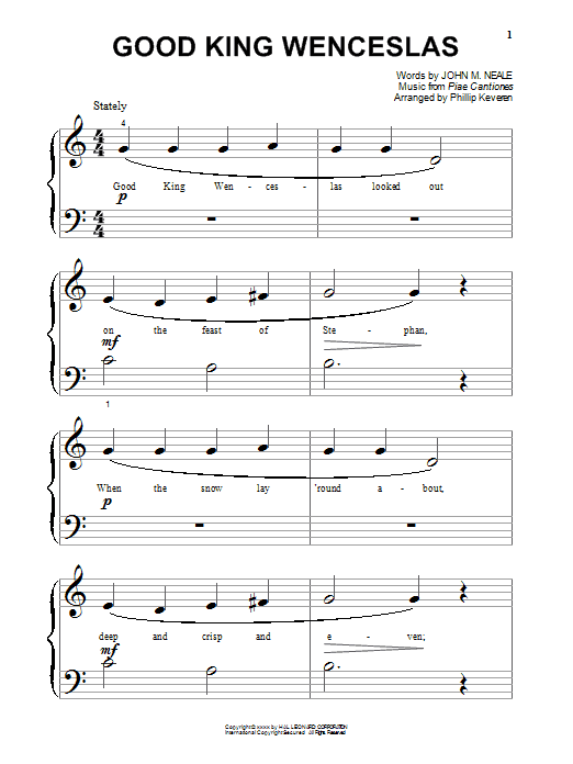 Download Christmas Carol Good King Wenceslas sheet music and printable PDF score & Christmas music notes